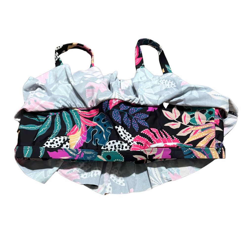 SHAPERMINT Bikini Top 4XL Tropical Floral Ruffle Supportive Adjustable NWT - Picture 6 of 9
